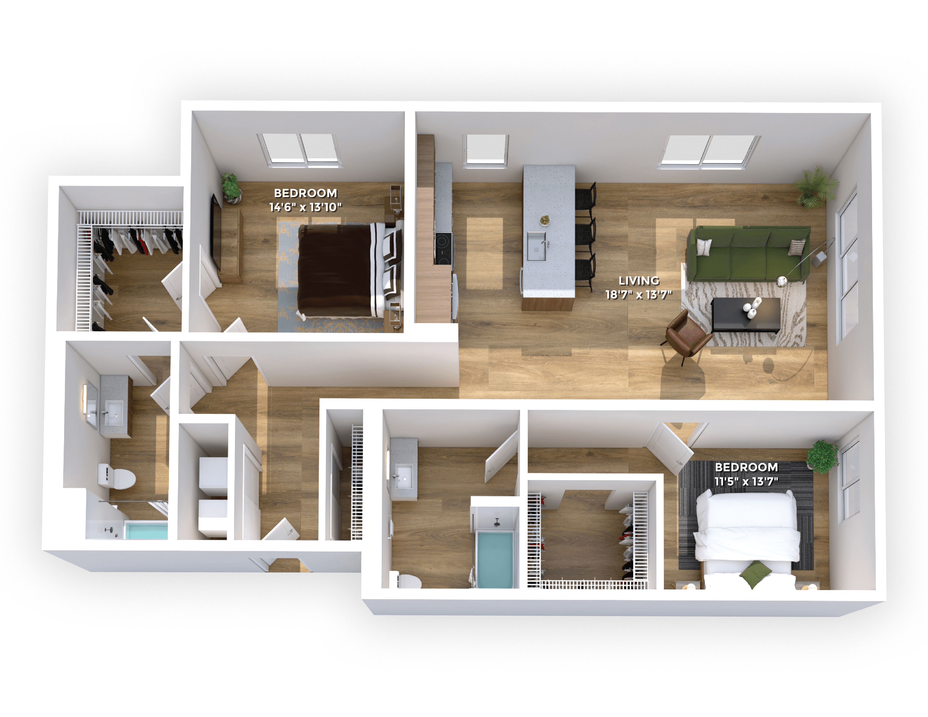 Floor plan layout diagram for Two Bedroom C9 Type A